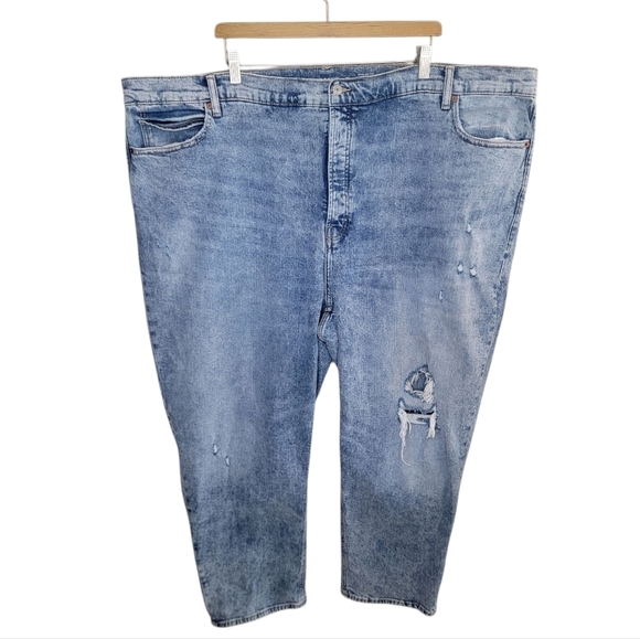 Old Navy | Extra High-Rise Sky-Hi Straight Jeans with Distressing Plus Size 28 - Picture 1 of 5